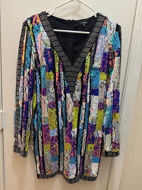 Fashion Nova Multicolor Sequin Mini Dress - Black, Blue, Pink, Green, Gold